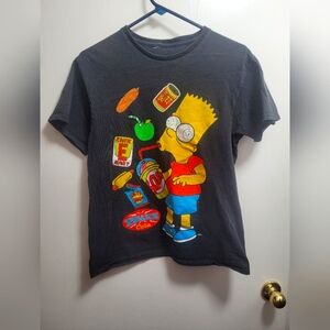 Bart Simpson Drinking Classic Retro Black T-Shirt Size M 100% Cotton